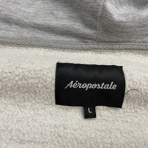 Aeropostale Hoodie Men Large Gray Full Zip 87 Logo Spellout Sweatshirt Retro Y2K - Picture 6 of 16